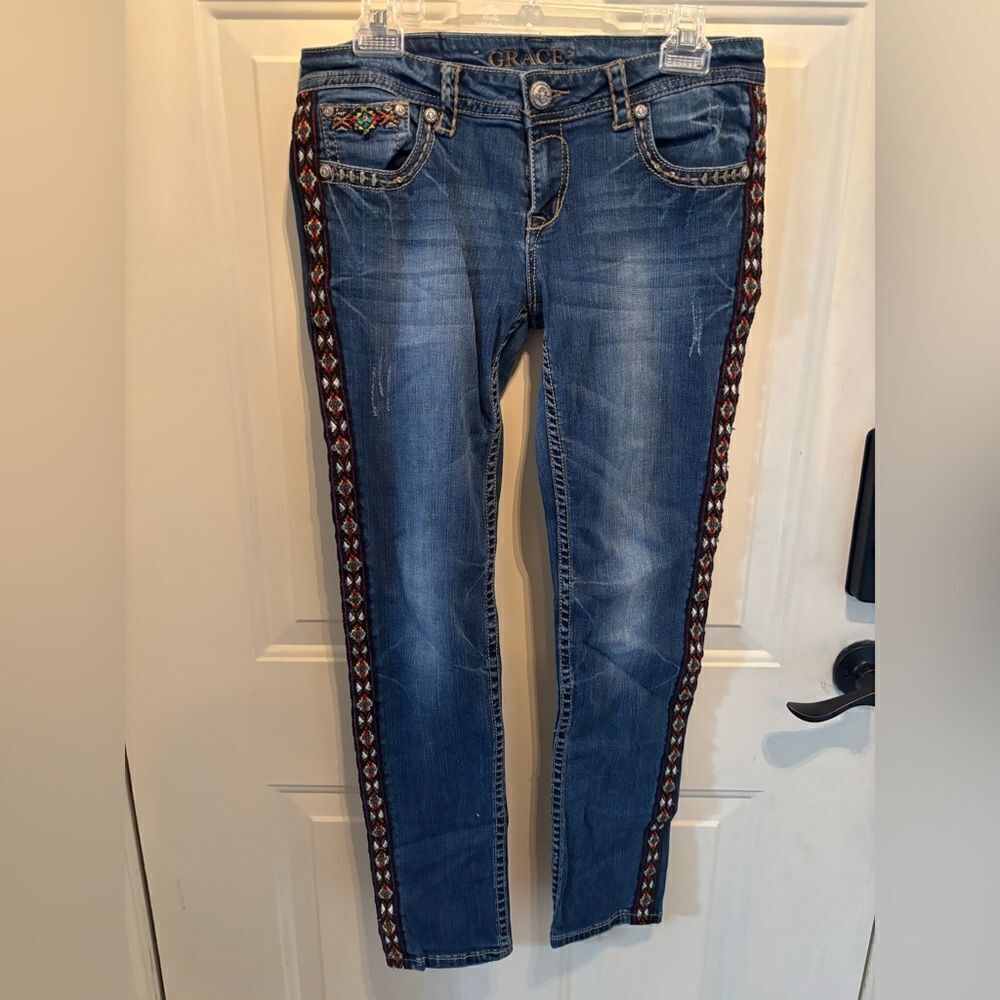 Grace In LA Western Boho Jeans size 30 - Picture 5 of 7